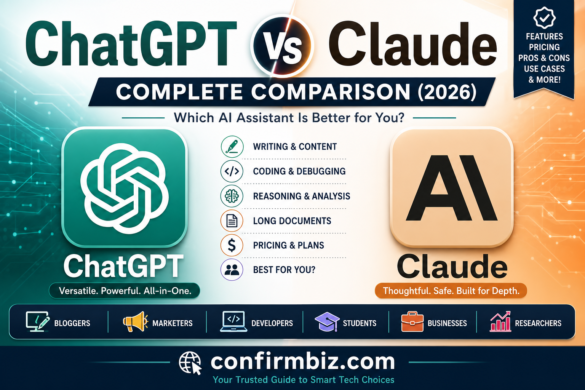ChatGPT vs Claude complete comparison feature image showing OpenAI ChatGPT and Anthropic Claude with key comparison categories including writing, coding, pricing, features, and productivity.