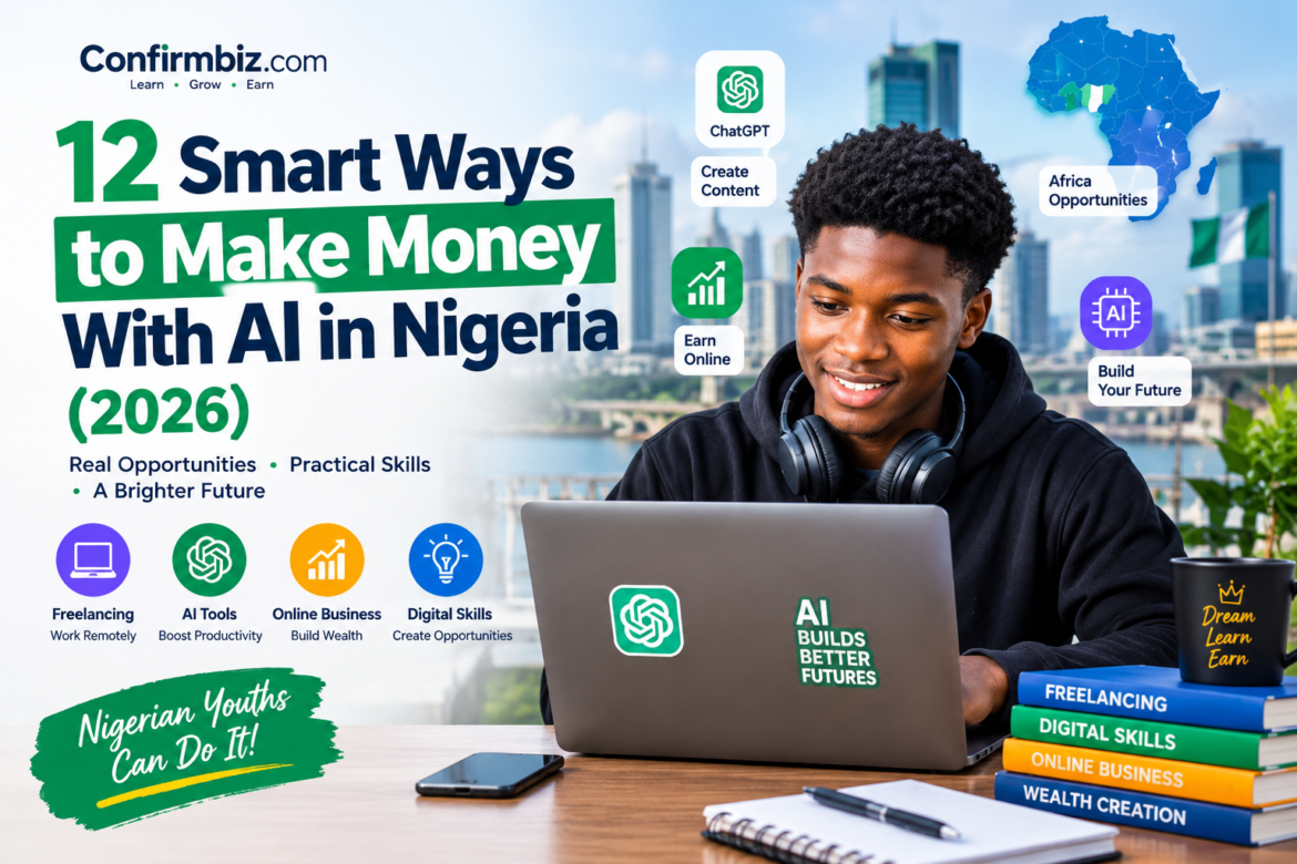 Nigerian youths using AI tools to explore freelancing, online business, and digital skills.